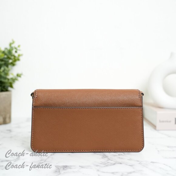 NWT Tory Burch Emerson Saffiano Mini Crossbody Purse Bag Clutch 159463 Moose - Picture 5 of 9